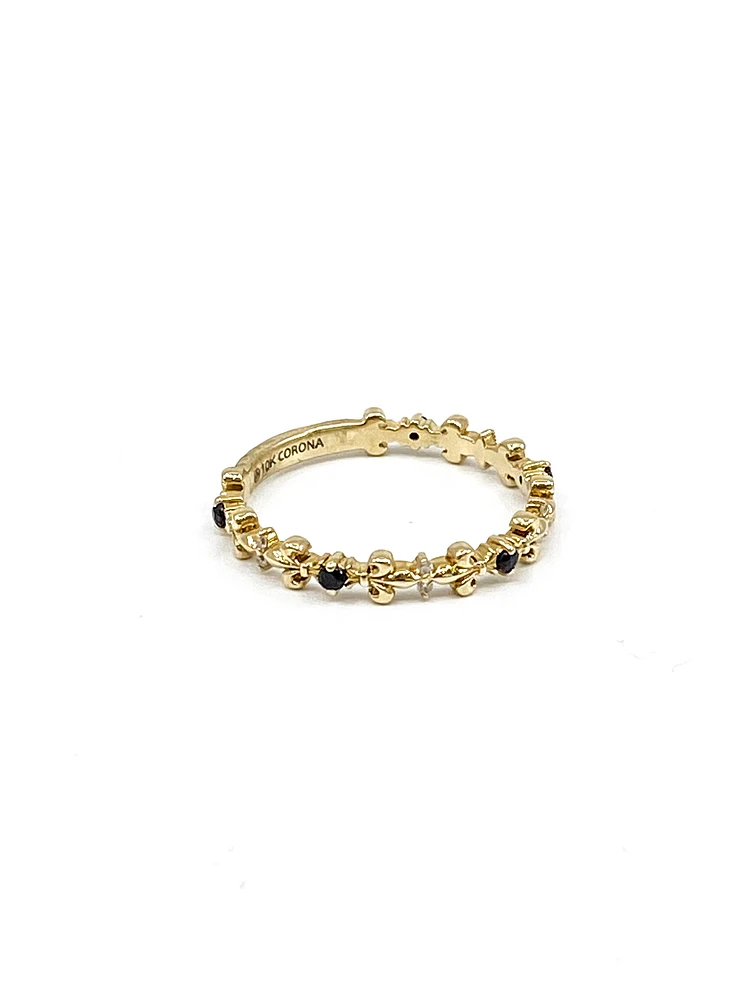 10K Yellow Gold 0.04cttw Genuine Sapphire & 0.02cttw Diamond Ring, size 6.5