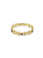 10K Yellow Gold 0.04cttw Genuine Sapphire & 0.02cttw Diamond Ring, size 6.5
