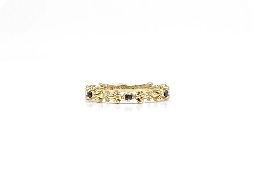 10K Yellow Gold 0.04cttw Genuine Sapphire & 0.02cttw Diamond Ring, size 6.5