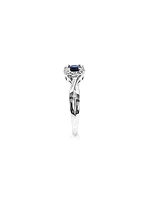 10K White Gold 0.44cttw Genuine Sapphire & 0.072cttw Diamonds Ring, size 6.5