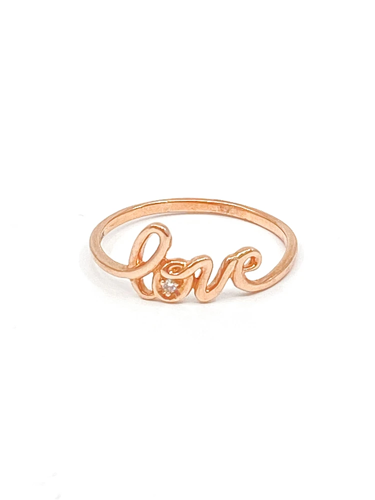 10K Rose Gold 0.01cttw Diamond Love Ring, size 6.5