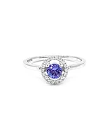 10K White Gold 0.42cttw Tanzanite and 0.10cttw Diamond Ring, size 6.5