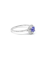 10K White Gold 0.42cttw Tanzanite and 0.10cttw Diamond Ring, size 6.5