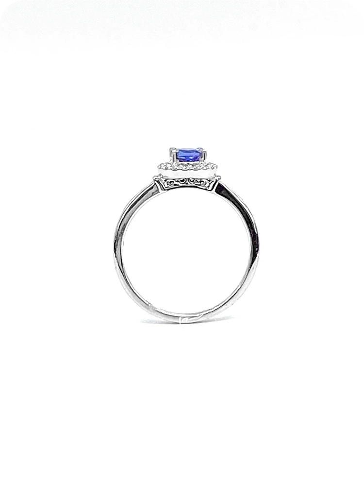 10K White Gold 0.42cttw Tanzanite and 0.10cttw Diamond Ring, size 6.5