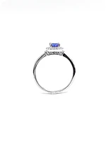 10K White Gold 0.42cttw Tanzanite and 0.10cttw Diamond Ring, size 6.5