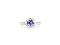10K White Gold 0.42cttw Tanzanite and 0.10cttw Diamond Ring, size 6.5