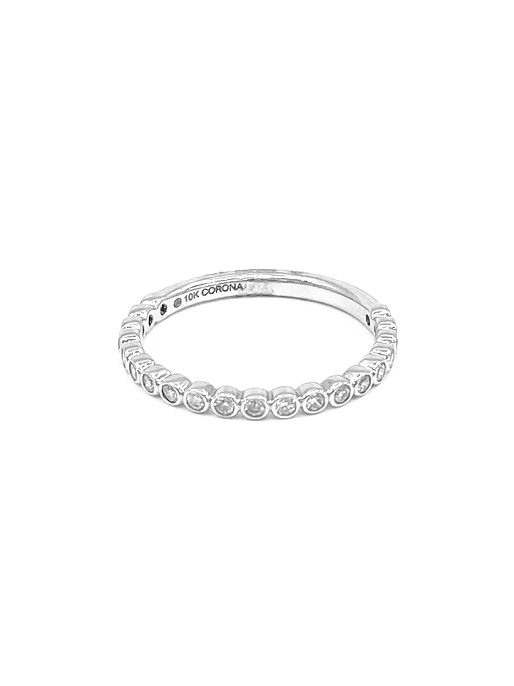 10K White Gold0.27cttw Diamond Ring/Band, size 6.5