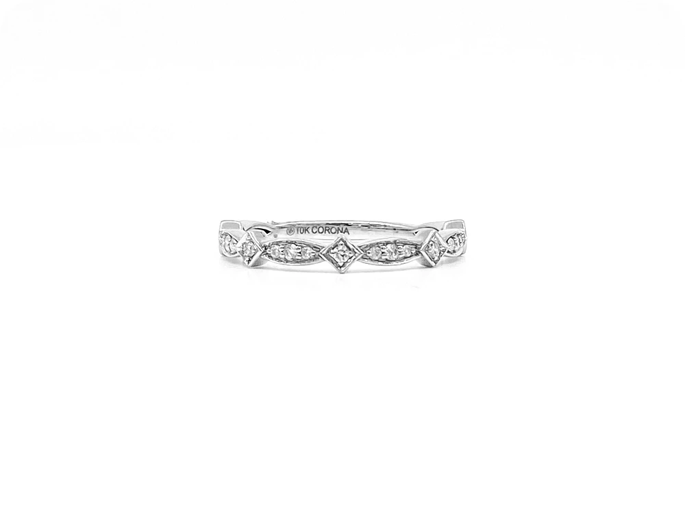 10K White Gold 0.17cttw Diamond Ring, size 6.5