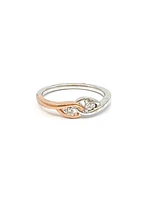 10K White & Rose Gold 0.10cttw Diamond Ring, size 6.5