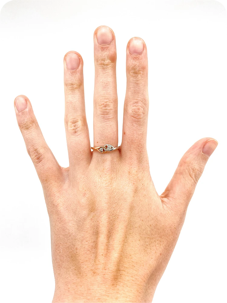 10K White & Rose Gold 0.10cttw Diamond Ring, size 6.5