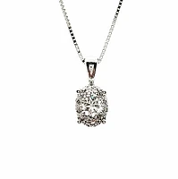 10K White Gold 0.23 cttw Diamond Oval Shaped Necklace, 18"