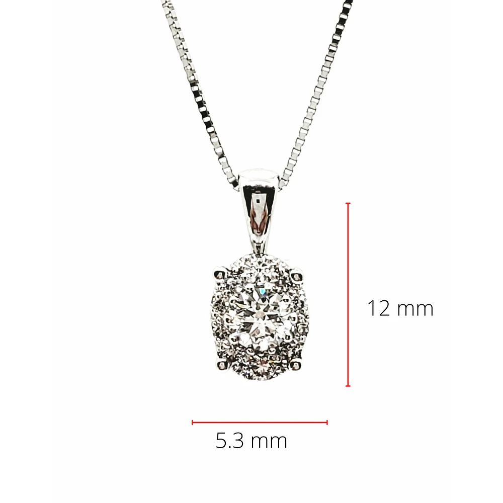 10K White Gold 0.23 cttw Diamond Oval Shaped Necklace, 18"
