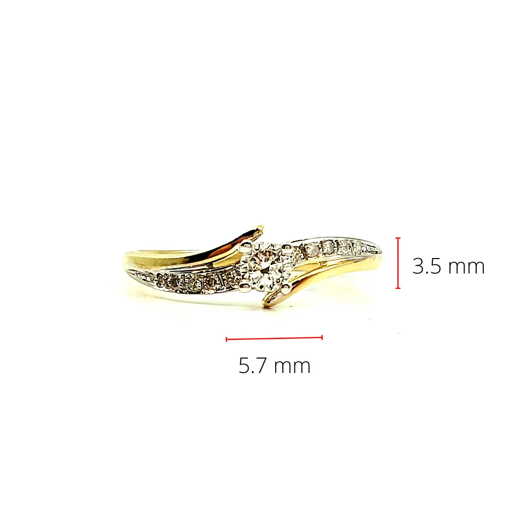 10K Yellow Gold 0.10cttw Illusion Setting Diamond Ring - /