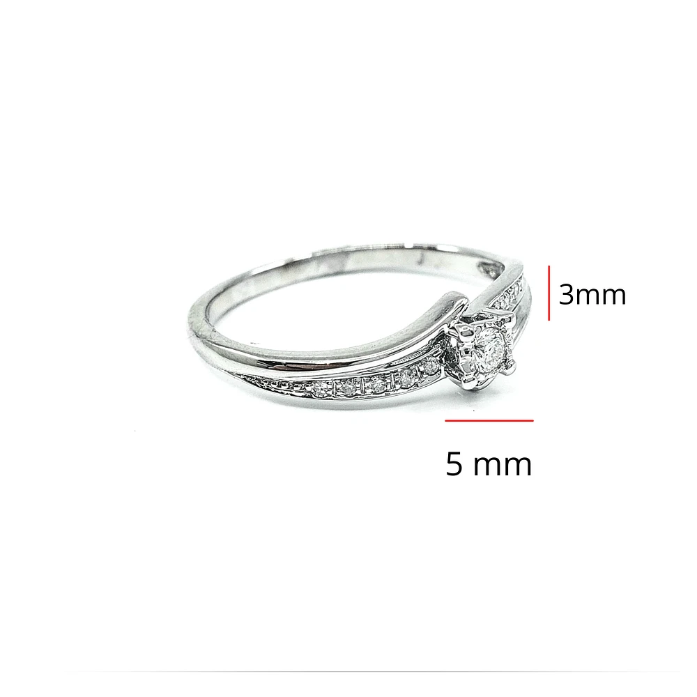 10K White Gold 0.10cttw Illusion Setting Diamond Engagement Ring - Size 6.5