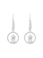 925 Sterling Silver 0.01cttw Canadian Diamond Inukshuk Dangle Earrings