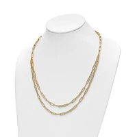14k Polished Double-layer Paperclip Link Necklace - 20 Inches