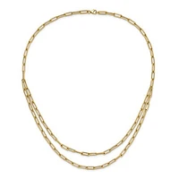 14k Polished Double-layer Paperclip Link Necklace - 20 Inches