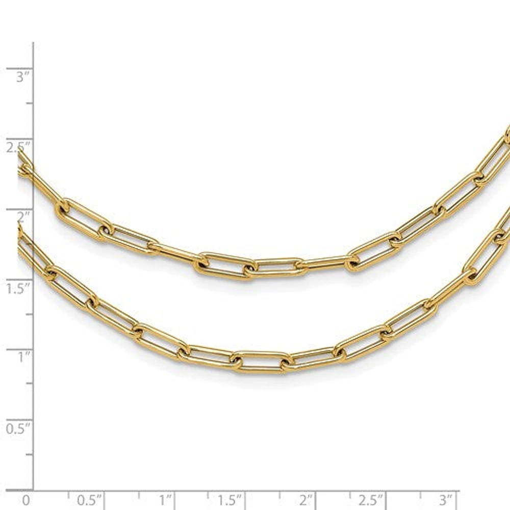 14k Polished Double-layer Paperclip Link Necklace - 20 Inches