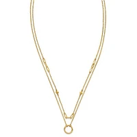 14k Polished Double Layer Necklace - 18 Inches