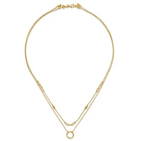 14k Polished Double Layer Necklace - 18 Inches