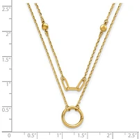14k Polished Double Layer Necklace - 18 Inches