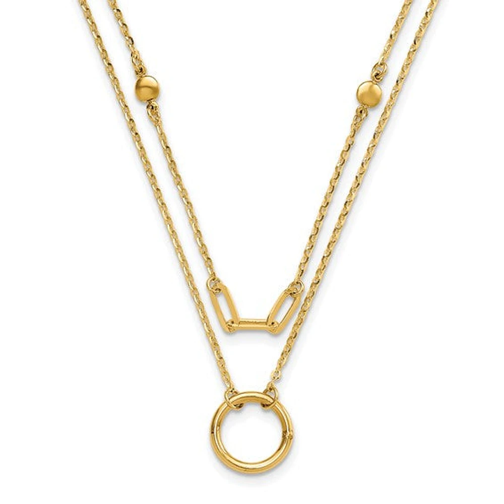 14k Polished Double Layer Necklace - 18 Inches