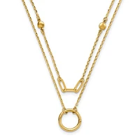 14k Polished Double Layer Necklace - 18 Inches