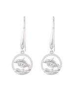 925 Sterling Silver 0.01cttw Canadian Diamond Mother Orca and Calf Dangle Earrings