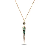14K Yellow Gold Abalone Shell and 0.17cttw Diamond Necklace, 18"