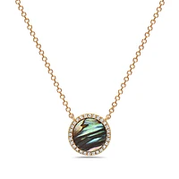 14K Yellow Gold 0.67cttw Abalone Shell and 0.09cttw Diamond Necklace, 18"