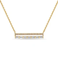 14K Yellow Gold 0.22cttw Diamond Bar Pendant, 18"