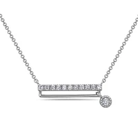 14K White Gold 0.18cttw Diamond Bar Pendant, 18"