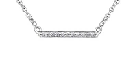 10K White Gold 0.055cttw Diamond Bar Necklace, 18"