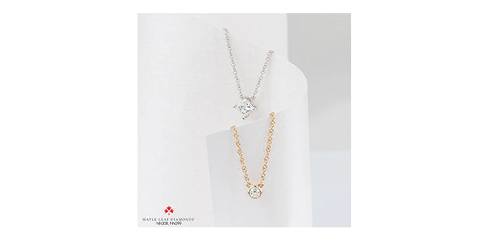 14K Yellow Gold 0.10cttw, 0.14cttw & 0.18cttw Canadian Diamond Bezel Set Pendant, 18"
