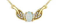 10K Yellow Gold 0.50cttw Opal and 0.10cttw Diamond Necklace - 18 Inches