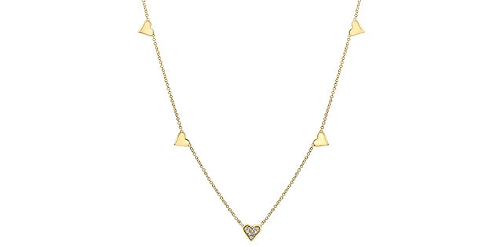 10K Yellow Gold 0.05cttw Diamond Heart Pendant, 18"