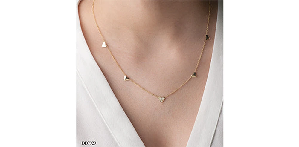 10K Yellow Gold 0.05cttw Diamond Heart Pendant, 18"