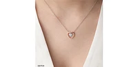 10K White & Rose Gold 0.20cttw Diamond Double Heart Pendant, 18"
