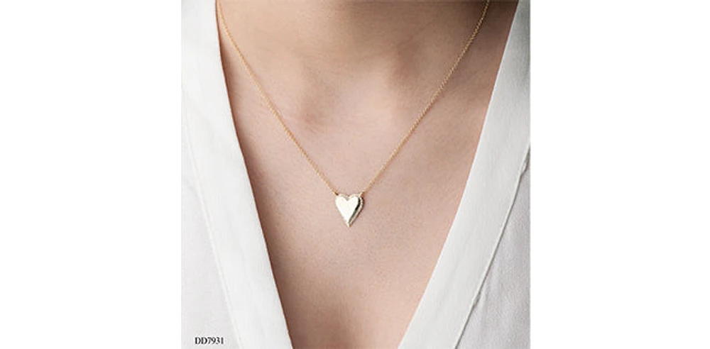 10K Yellow Gold 0.14cttw Diamond Heart Pendant, 18"