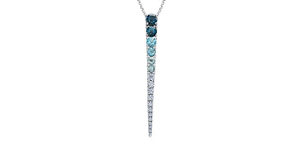 14K Gold 1.00cttw Canadian Diamond and Blue Topaz Pendant, 18"