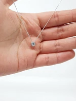 10K White Gold 0.28cttw Bezel Set Diamond Pendant, 18"