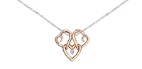 10K Rose & White 0.043cttw Canadian Diamond Triple Heart Pendant, 18"