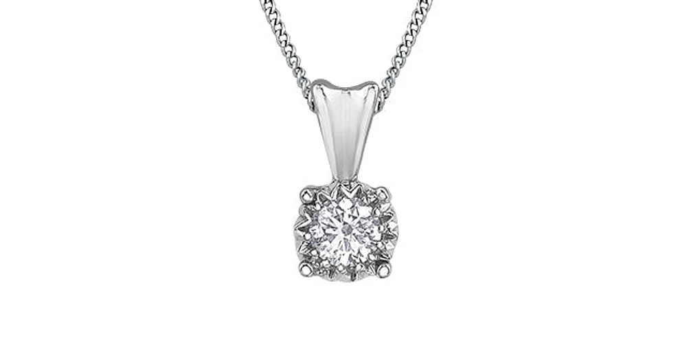 10K Gold 0.07cttw 4 Claw Illusion Setting Diamond Pendant