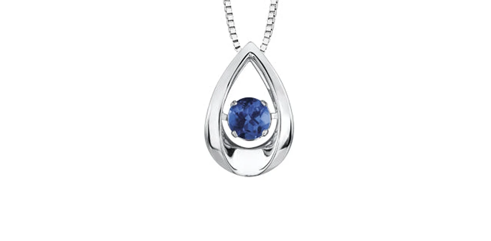 10K White Gold 0.20cttw Genuine Sapphire Pendant, 18"