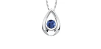 10K White Gold 0.20cttw Genuine Sapphire Pendant, 18"