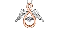 10K Rose Gold & White Gold 0.05cttw Diamond Angel Pendant, 18"