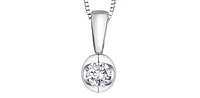 14K White Gold 0.10cttw Round Cut Diamond Pendant, 18"
