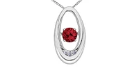 10K White Gold 0.12cttw Genuine Ruby & Diamond Pendant, 18"