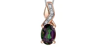 10K White and Rose Gold 1.00cttw Mystic Topaz & 0.012cttw Diamond Pendant, 18"