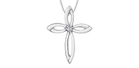 Sterling Silver 0.075cttw Diamond Cross Pendant, 18"